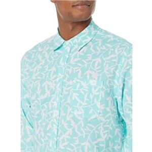 Amazon Essentials Men's Sz XL Green long sleeved linen cotton shirt regular fit